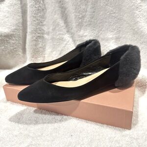 Simonetta Rossi black point toe flats with grey wool details Made in Italy 36
